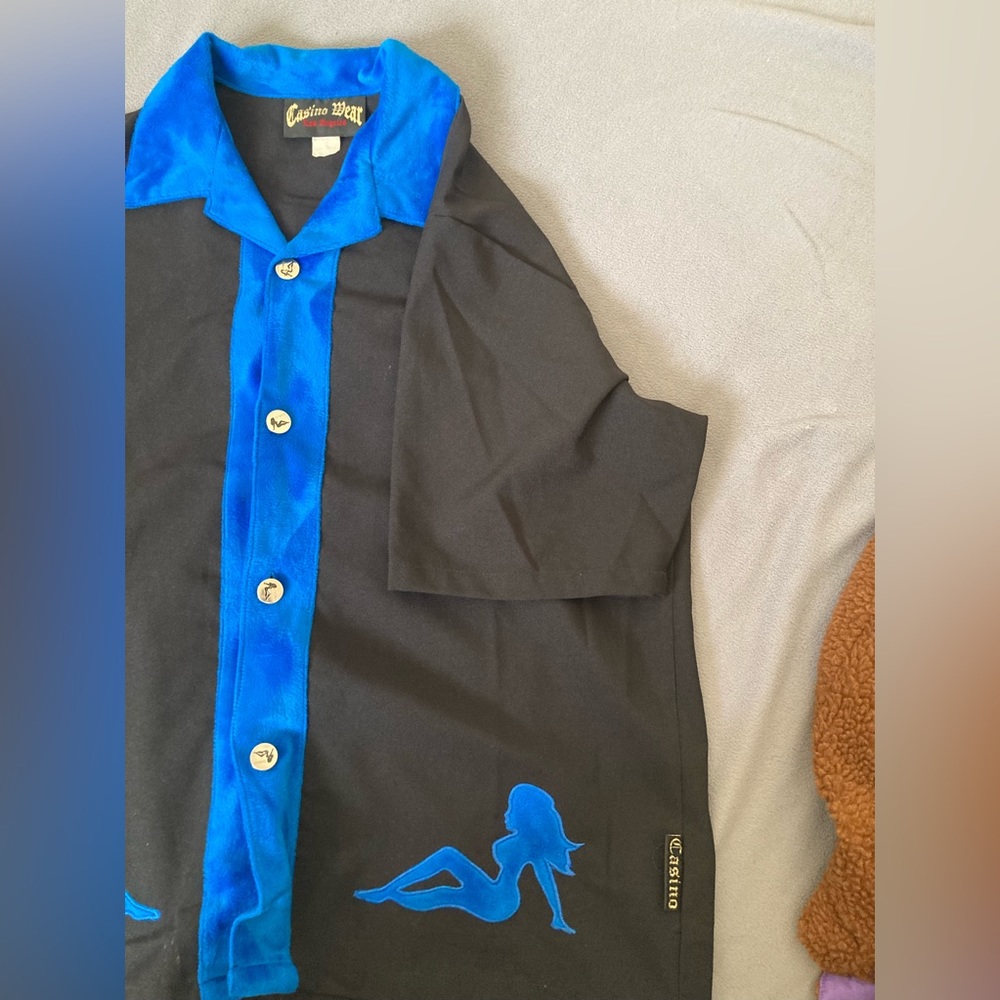 Black and blue vintage casino shirt casino shirt